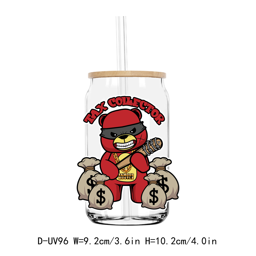 Misfit Hustle Teddy Bear UV DTF Sticker Decals