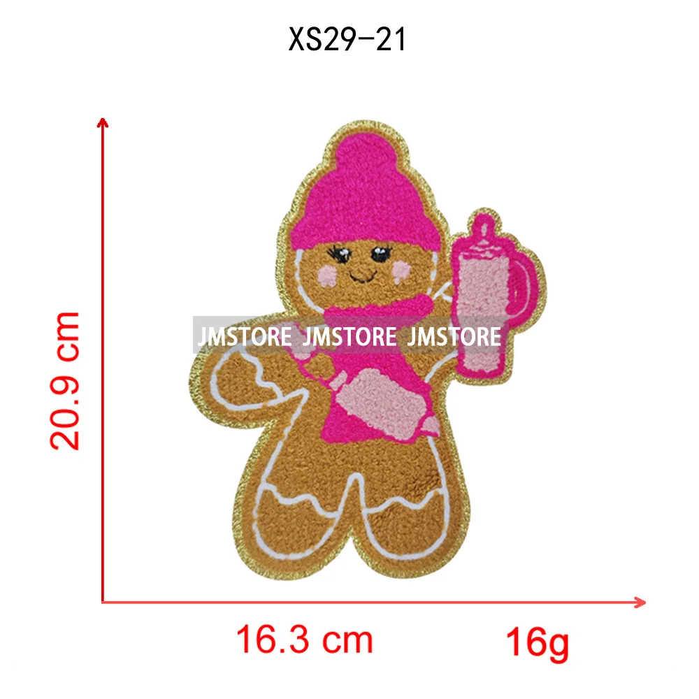 Wholesale Santa Claus Era Winter Christmas Holiday Chenille Heat Press Custom Sequin Iron on Patches for Women Man Clothing
