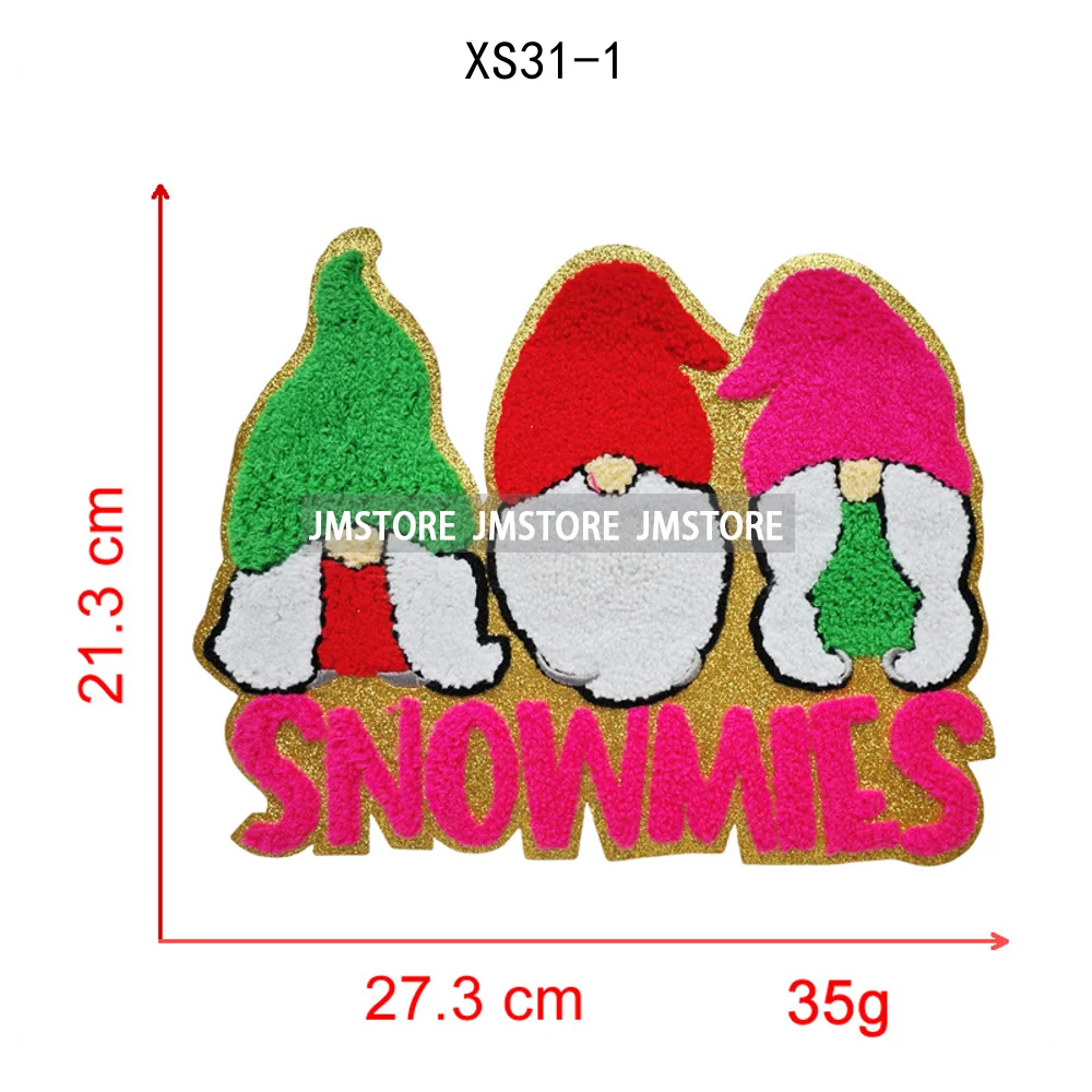 Colorful Tis the Season Coquette Christmas Tree Cheer Cozy Winter Soft Embroidered Chenille Iron on Patches for Clothes Bags