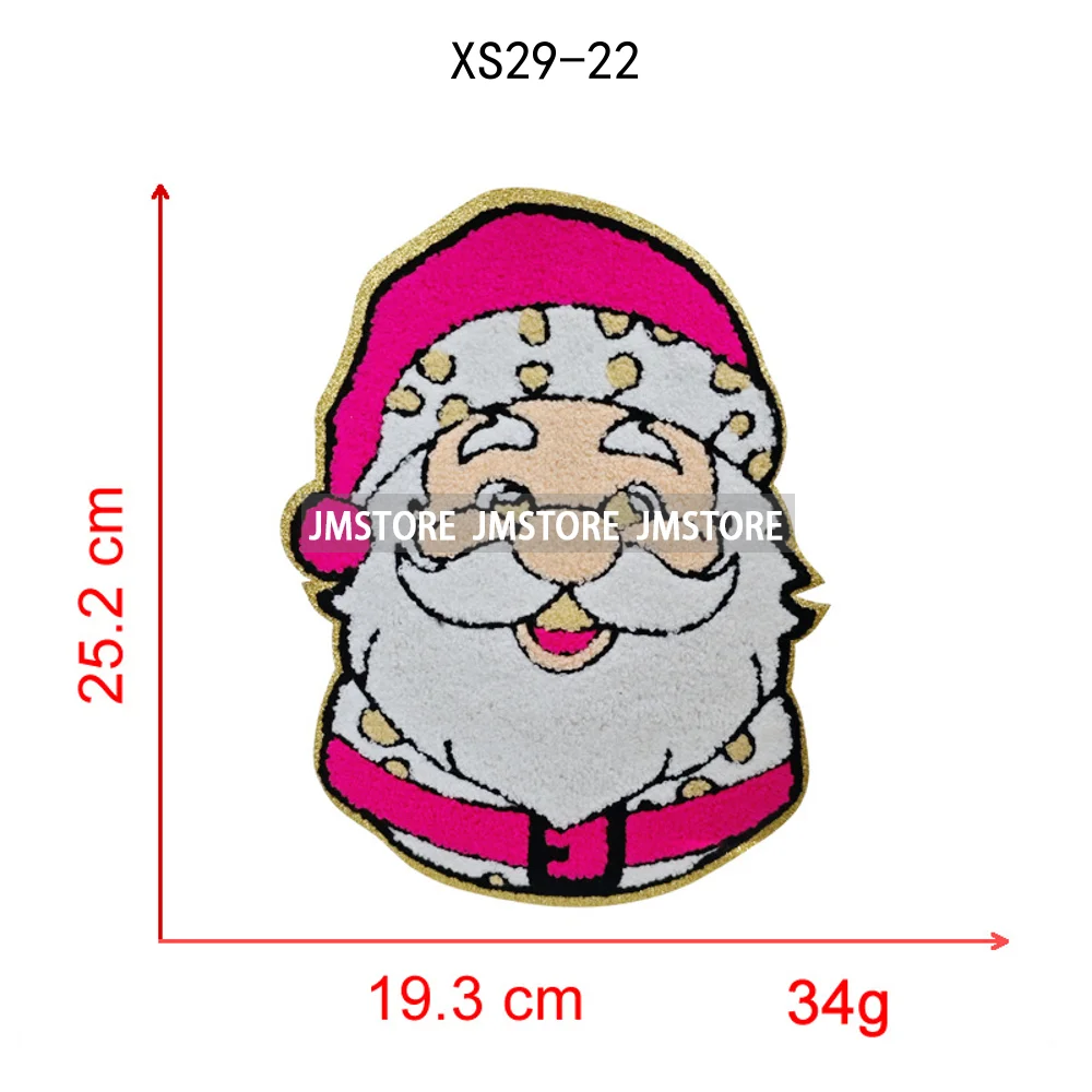 Wholesale Santa Claus Era Winter Christmas Holiday Chenille Heat Press Custom Sequin Iron on Patches for Women Man Clothing