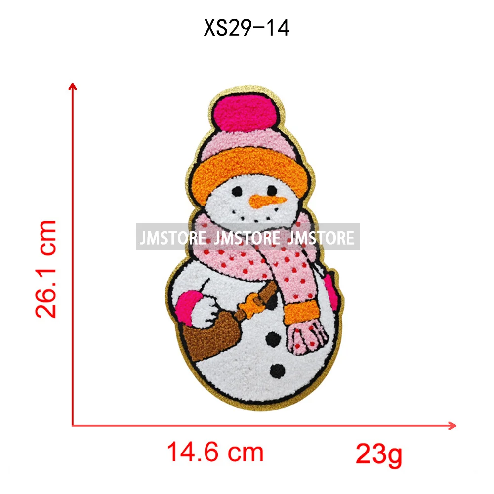Wholesale Santa Claus Era Winter Christmas Holiday Chenille Heat Press Custom Sequin Iron on Patches for Women Man Clothing