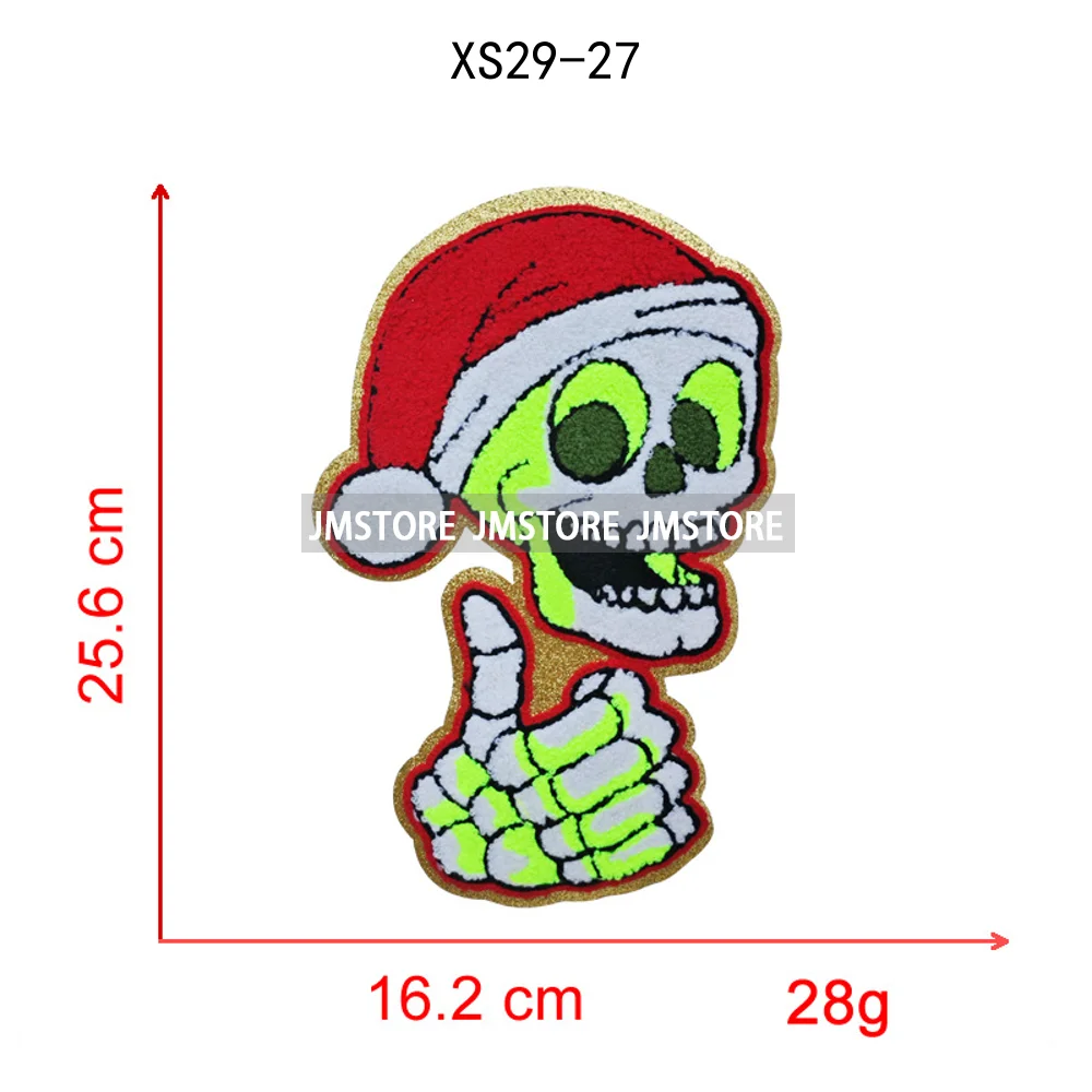Wholesale Santa Claus Era Winter Christmas Holiday Chenille Heat Press Custom Sequin Iron on Patches for Women Man Clothing