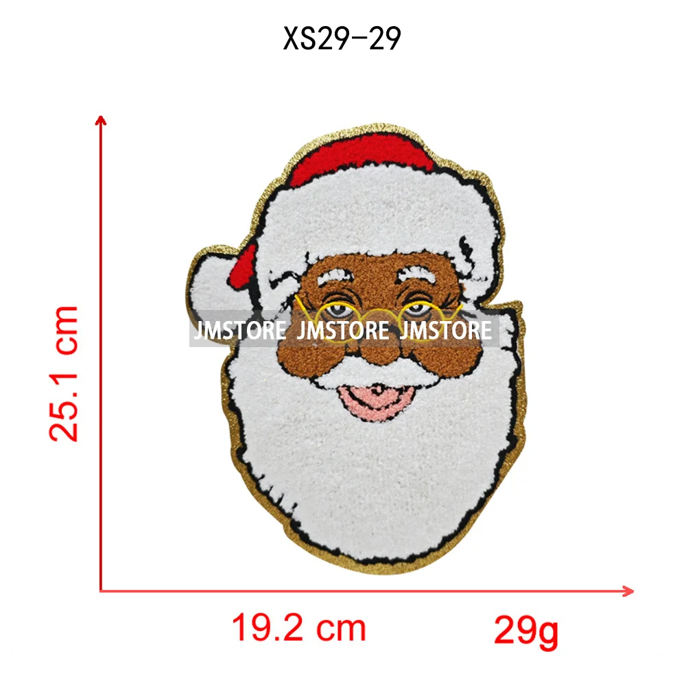 Wholesale Santa Claus Era Winter Christmas Holiday Chenille Heat Press Custom Sequin Iron on Patches for Women Man Clothing