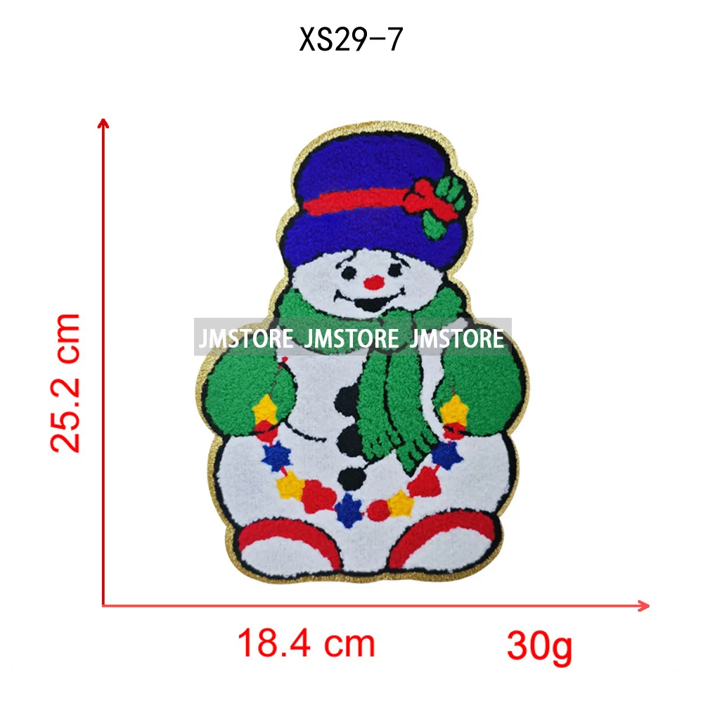Wholesale Santa Claus Era Winter Christmas Holiday Chenille Heat Press Custom Sequin Iron on Patches for Women Man Clothing