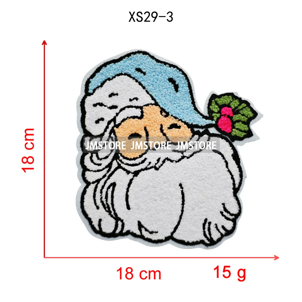 Wholesale Santa Claus Era Winter Christmas Holiday Chenille Heat Press Custom Sequin Iron on Patches for Women Man Clothing