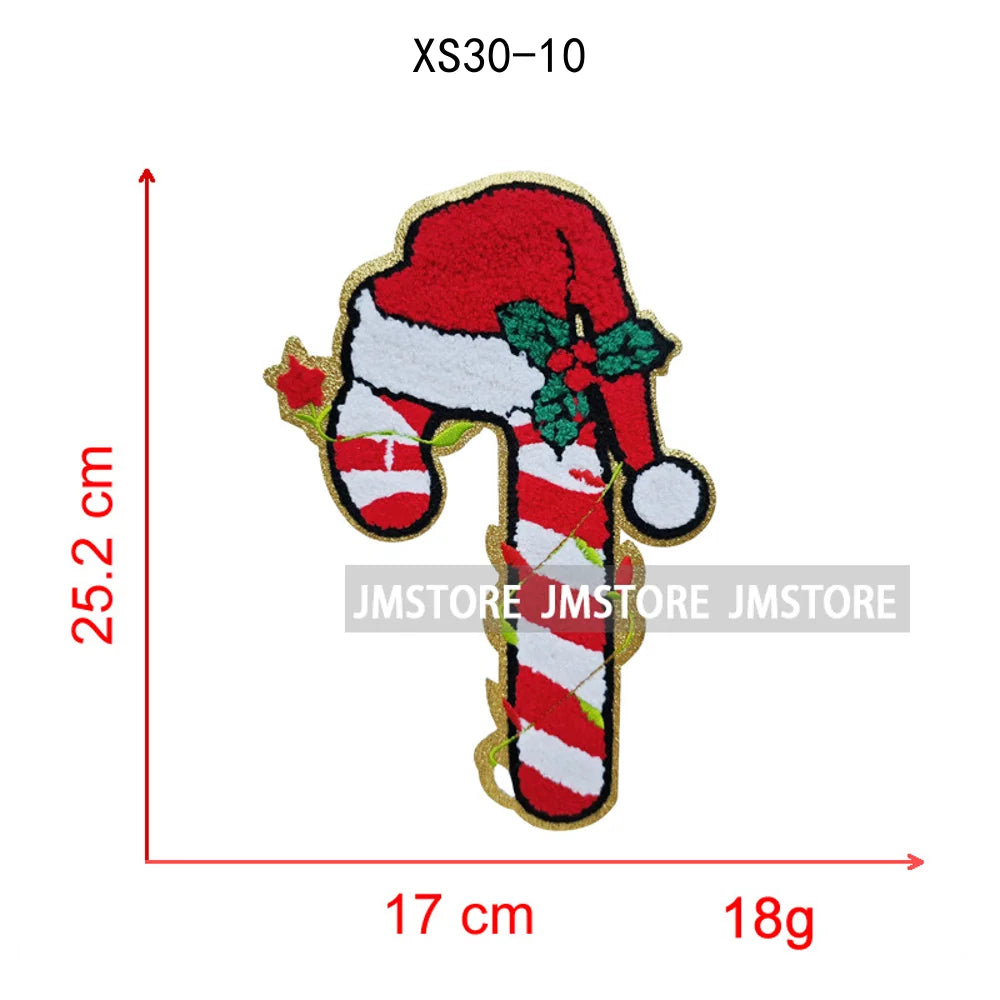 Christmas Tree Bow Reindeer Holly Jolly Merry and Bright Festival Season Chenille Heat Press Sequin Iron on Patches for Hoodies
