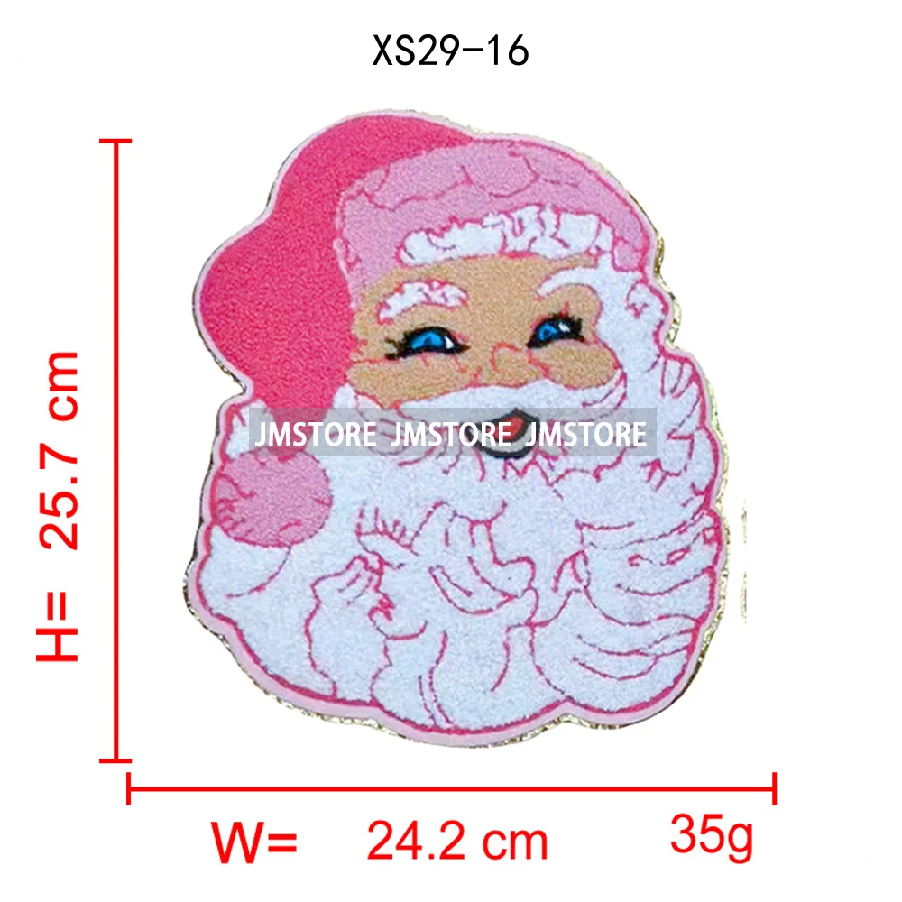 Wholesale Santa Claus Era Winter Christmas Holiday Chenille Heat Press Custom Sequin Iron on Patches for Women Man Clothing
