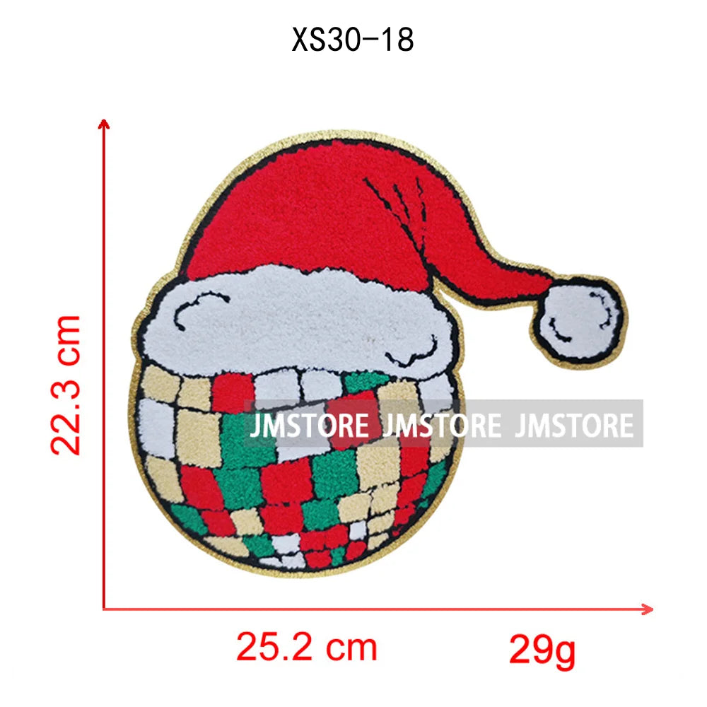 Christmas Tree Bow Reindeer Holly Jolly Merry and Bright Festival Season Chenille Heat Press Sequin Iron on Patches for Hoodies
