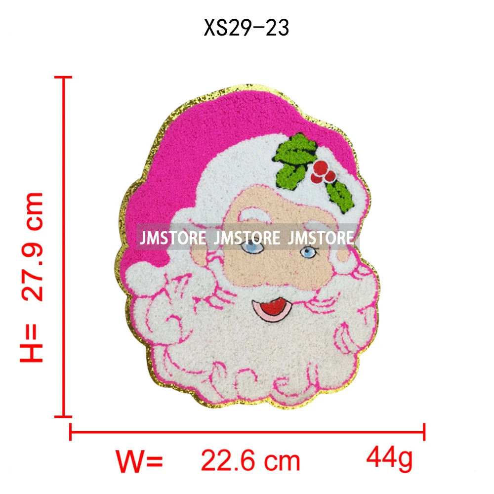 Wholesale Santa Claus Era Winter Christmas Holiday Chenille Heat Press Custom Sequin Iron on Patches for Women Man Clothing