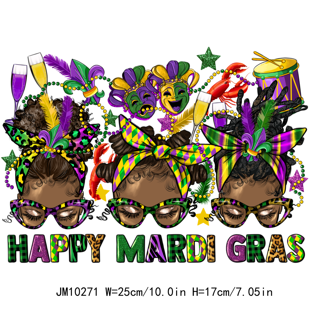 Mardi Gras Afro Queen DTF Transfers