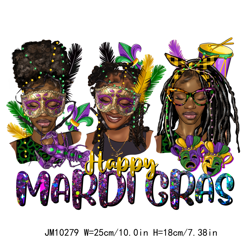 Mardi Gras Afro Queen DTF Transfers