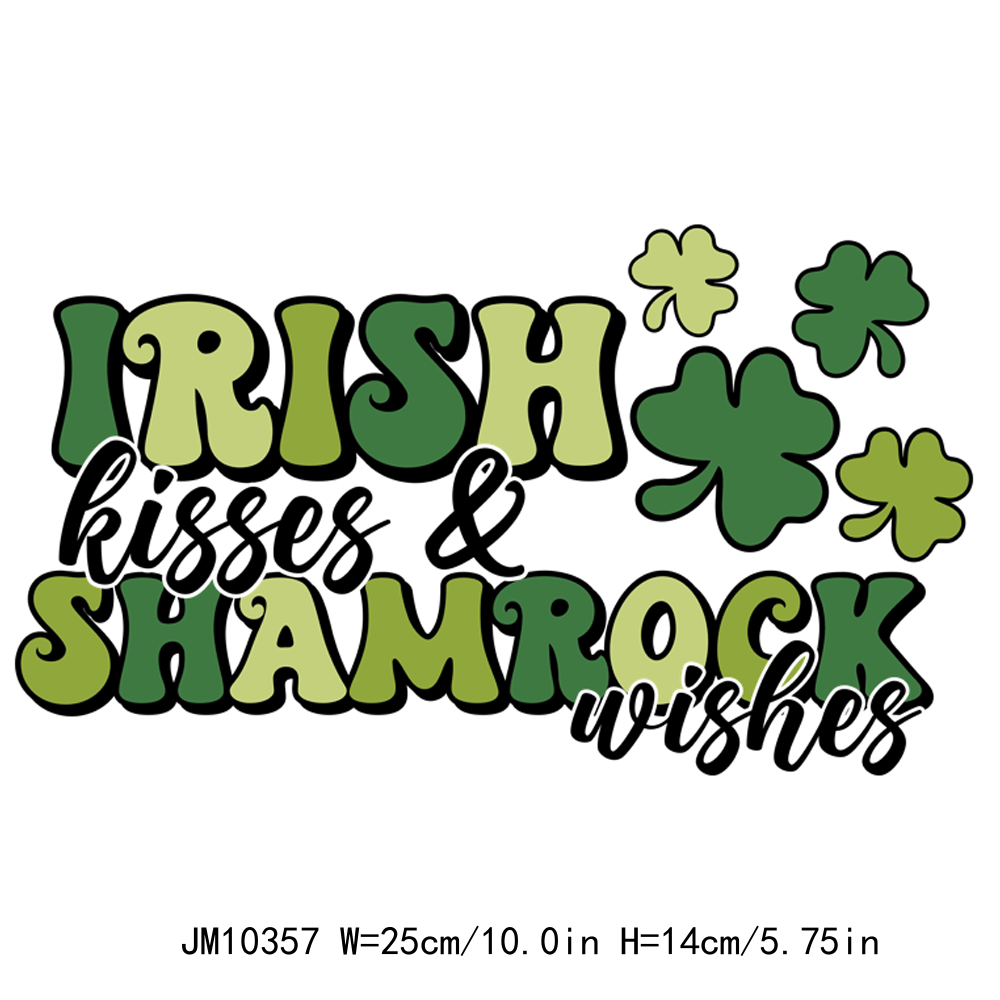 St Patrick & Shamrock Green Lucky Vibes DTF Transfers