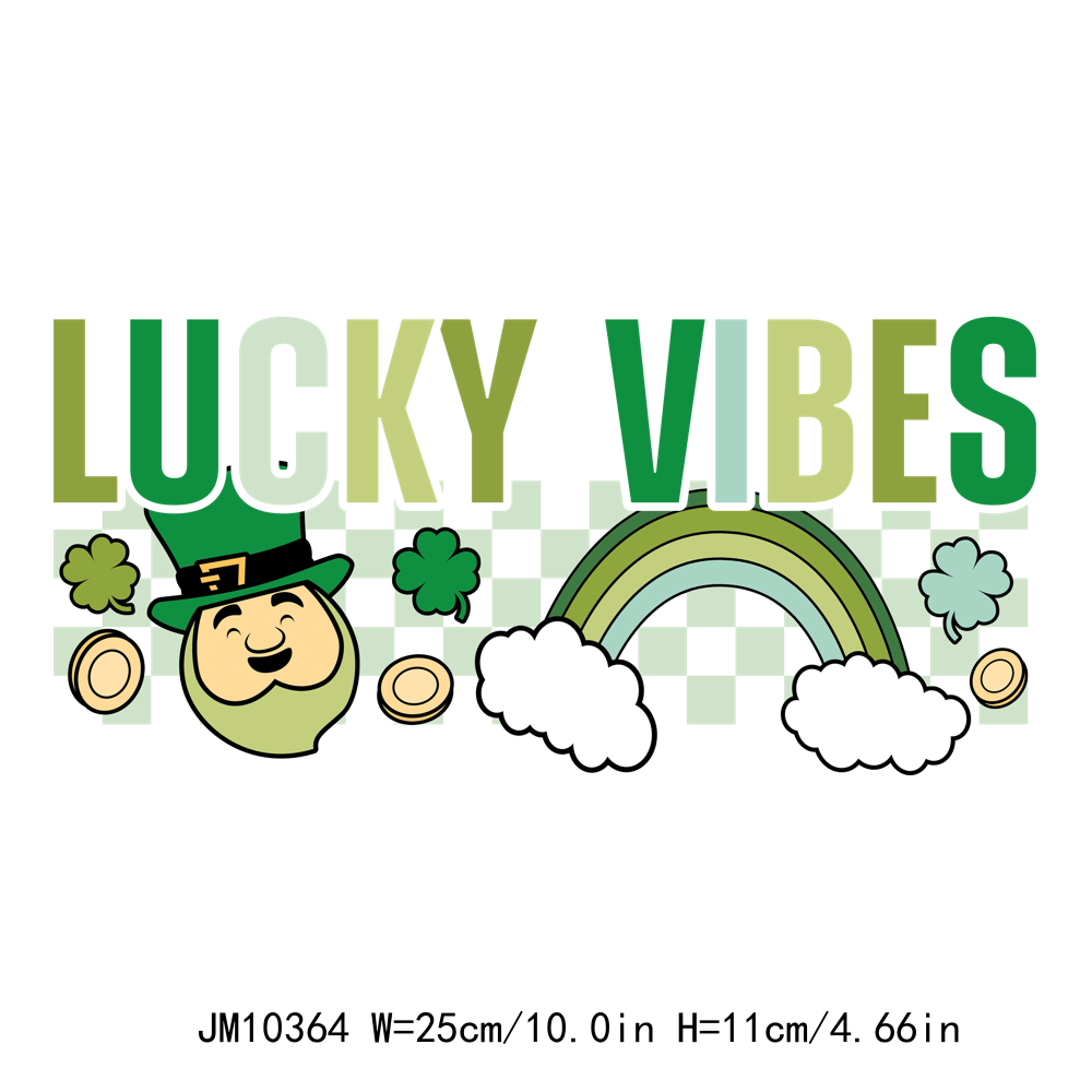 St Patrick & Shamrock Green Lucky Vibes DTF Transfers