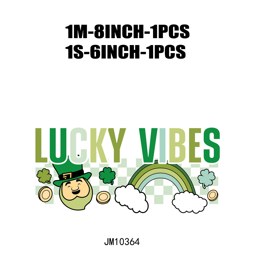 St Patrick & Shamrock Green Lucky Vibes DTF Transfers