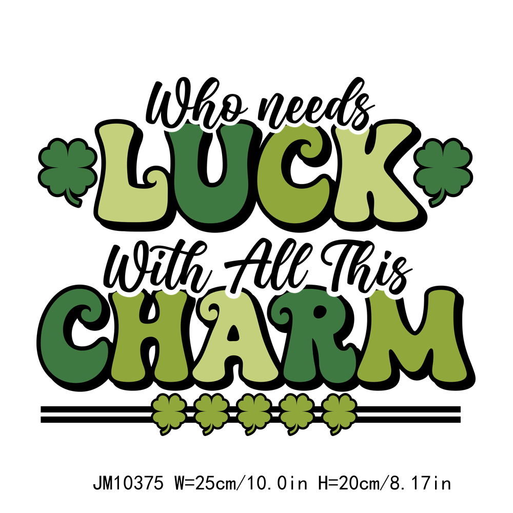 St Patrick & Shamrock Green Lucky Vibes DTF Transfers