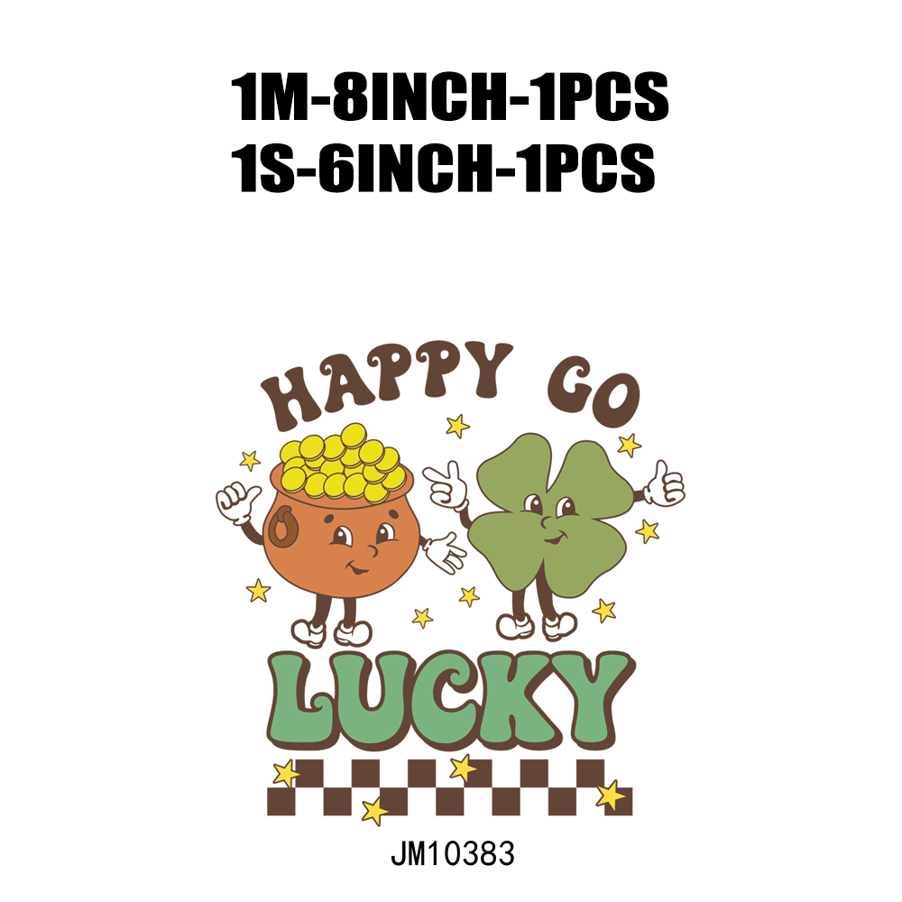 St Patrick & Shamrock Green Lucky Vibes DTF Transfers