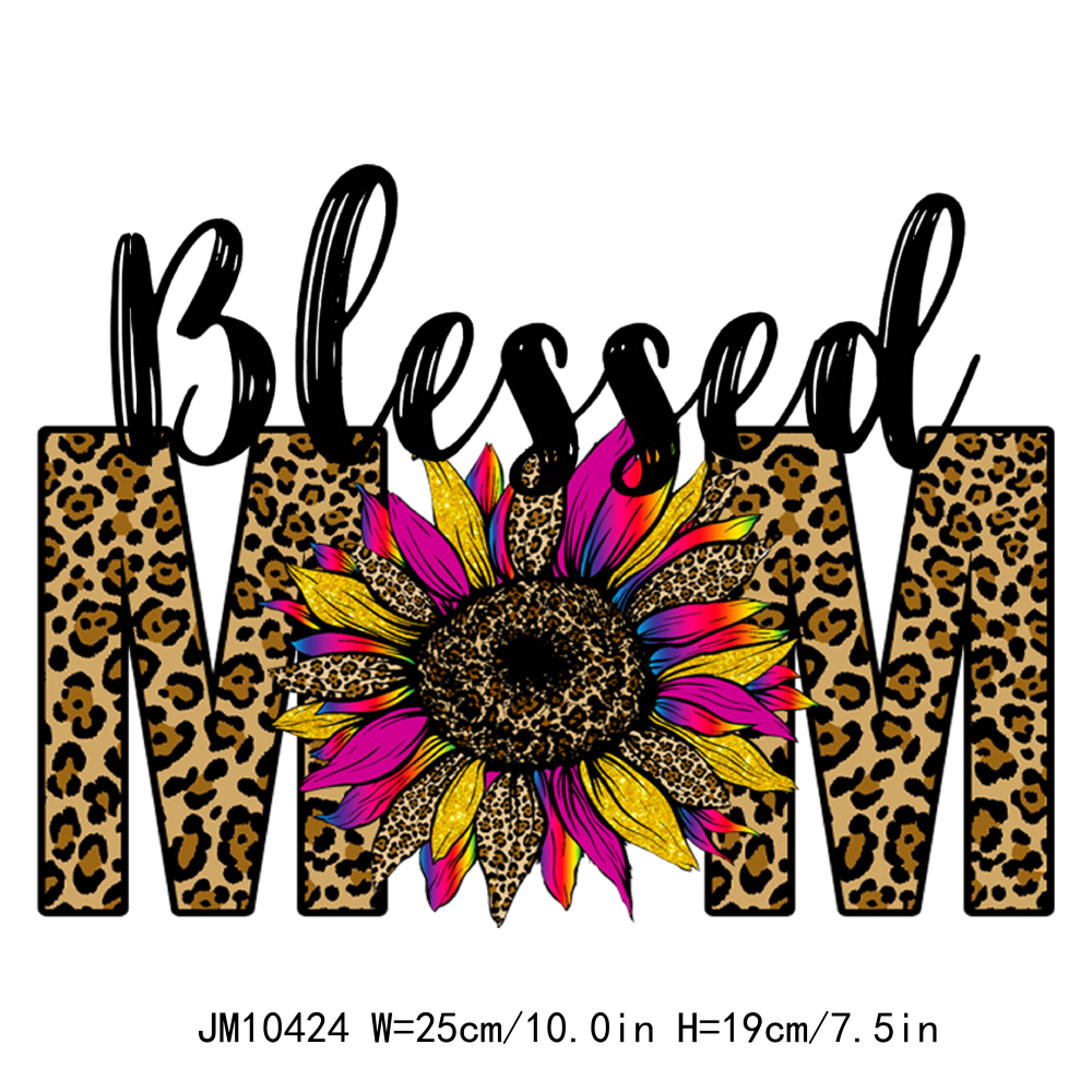 Colorful Blessed Mom Life Flower DTF Transfers