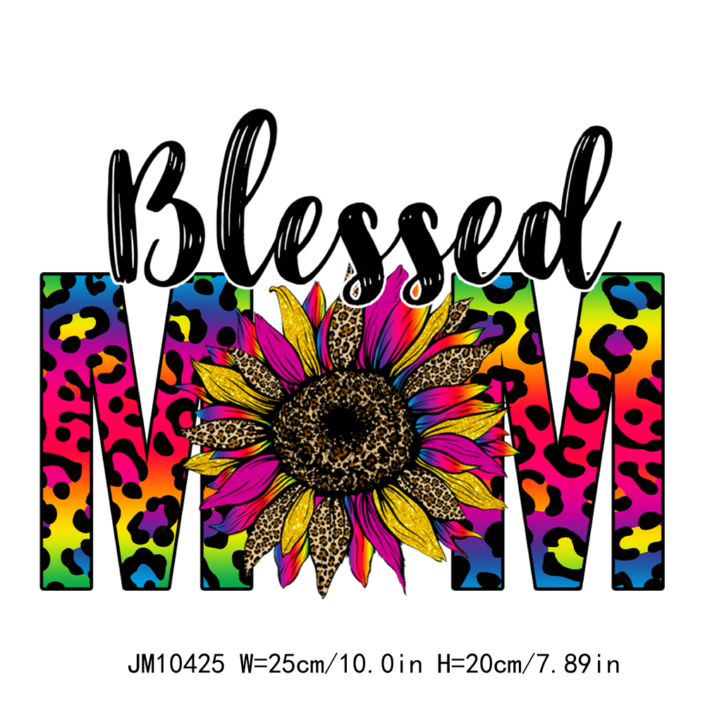 Colorful Blessed Mom Life Flower DTF Transfers