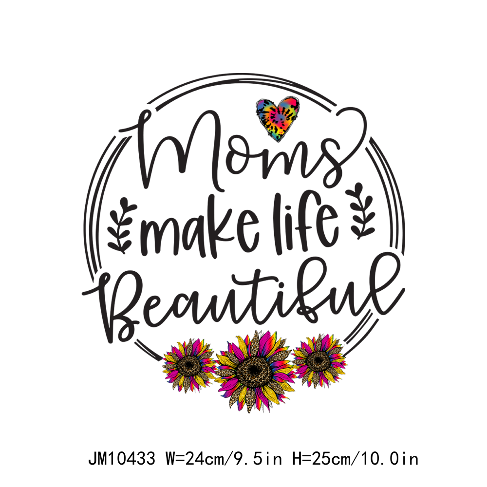 Colorful Blessed Mom Life Flower DTF Transfers