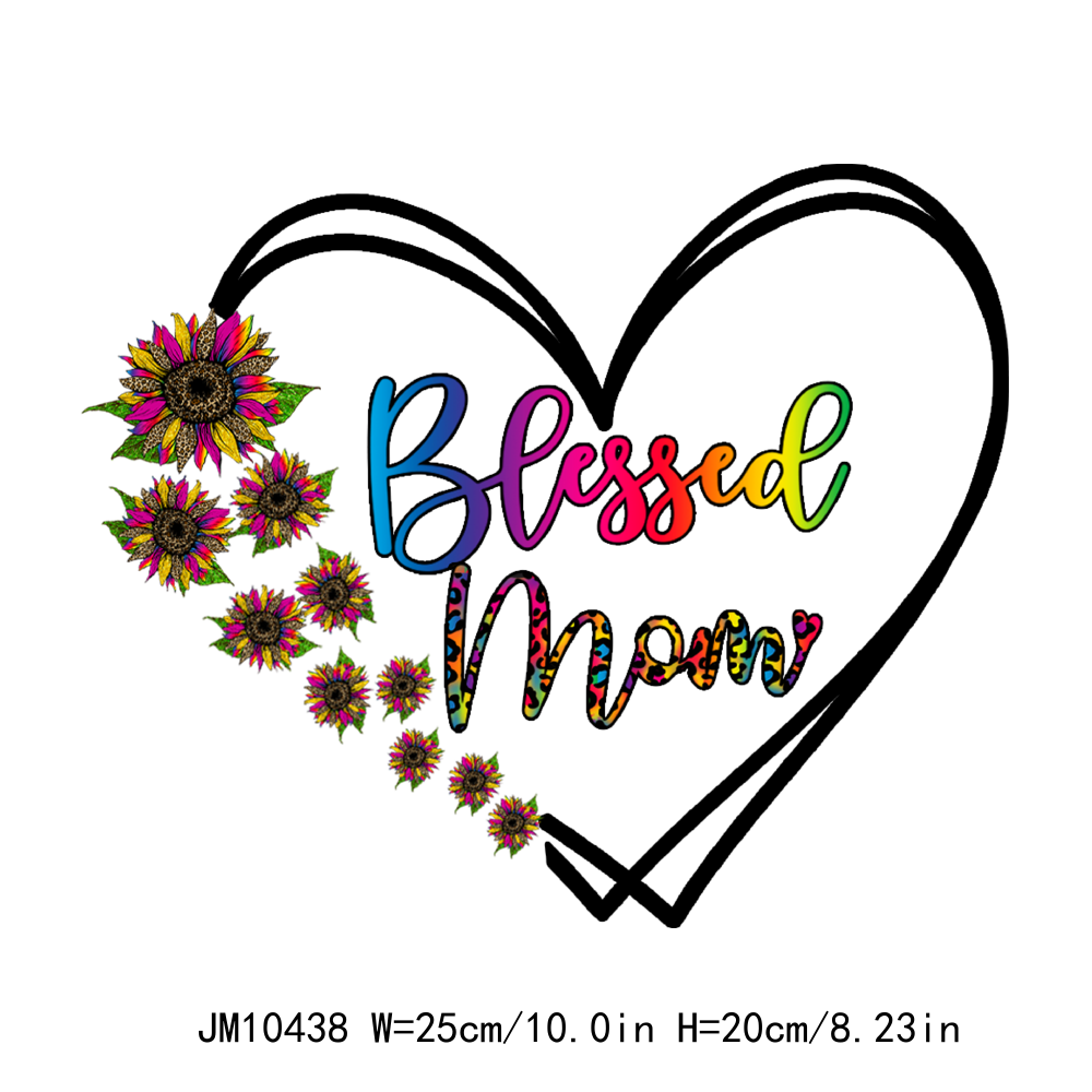 Colorful Blessed Mom Life Flower DTF Transfers