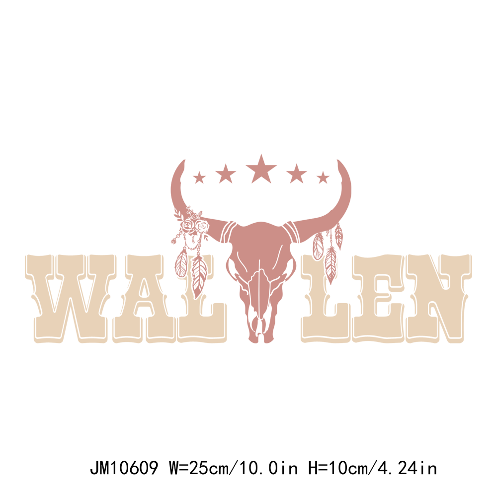 Western Cowboy Wallen Bull Skull DTF Transfers