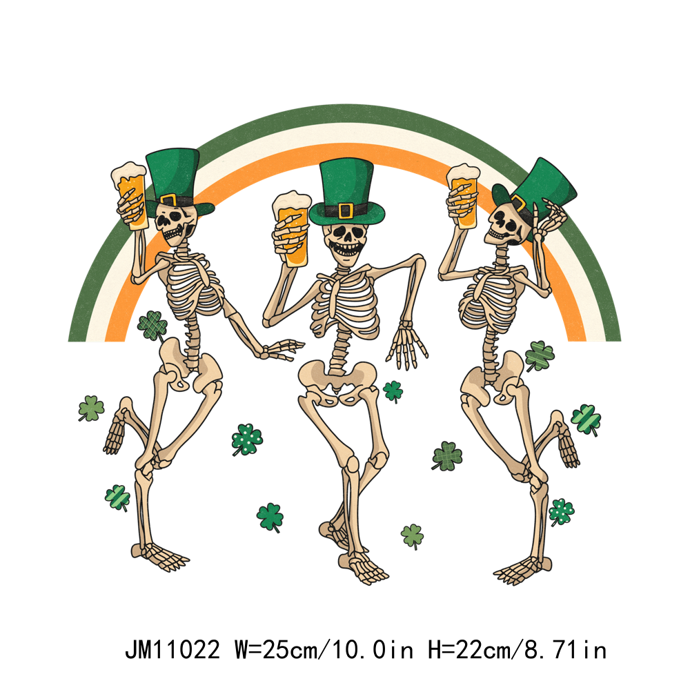 St Patricks Skeleton Lucky Drink Coffee DTF Transfers