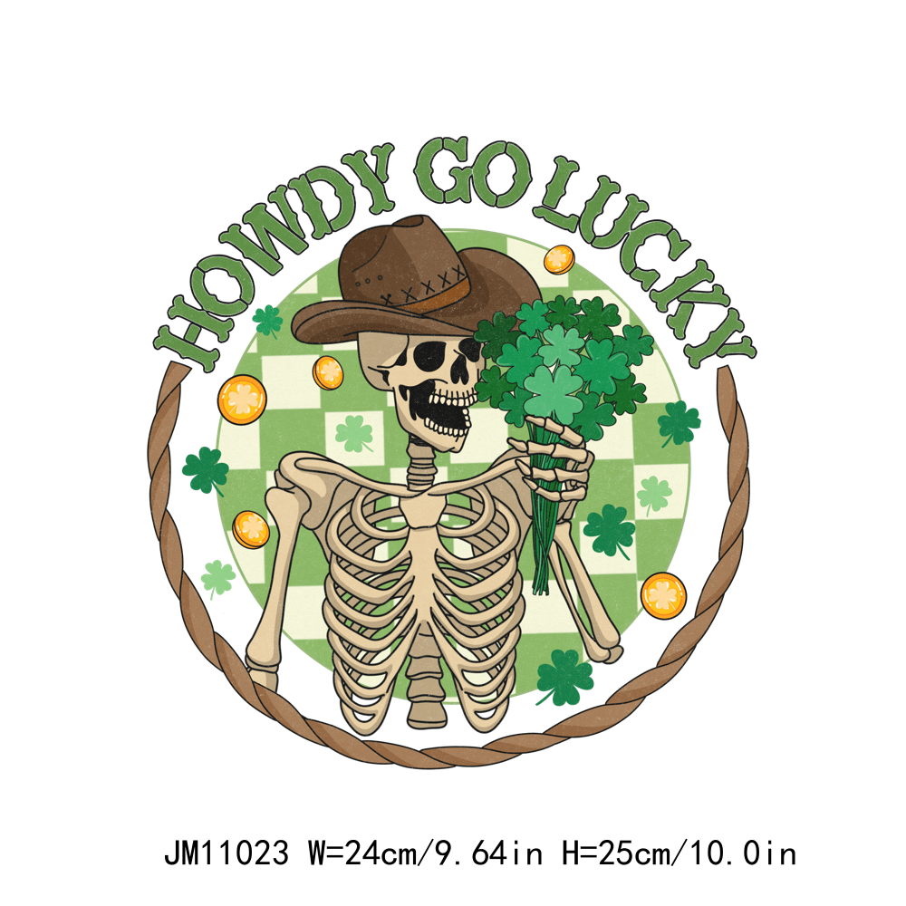 St Patricks Skeleton Lucky Drink Coffee DTF Transfers