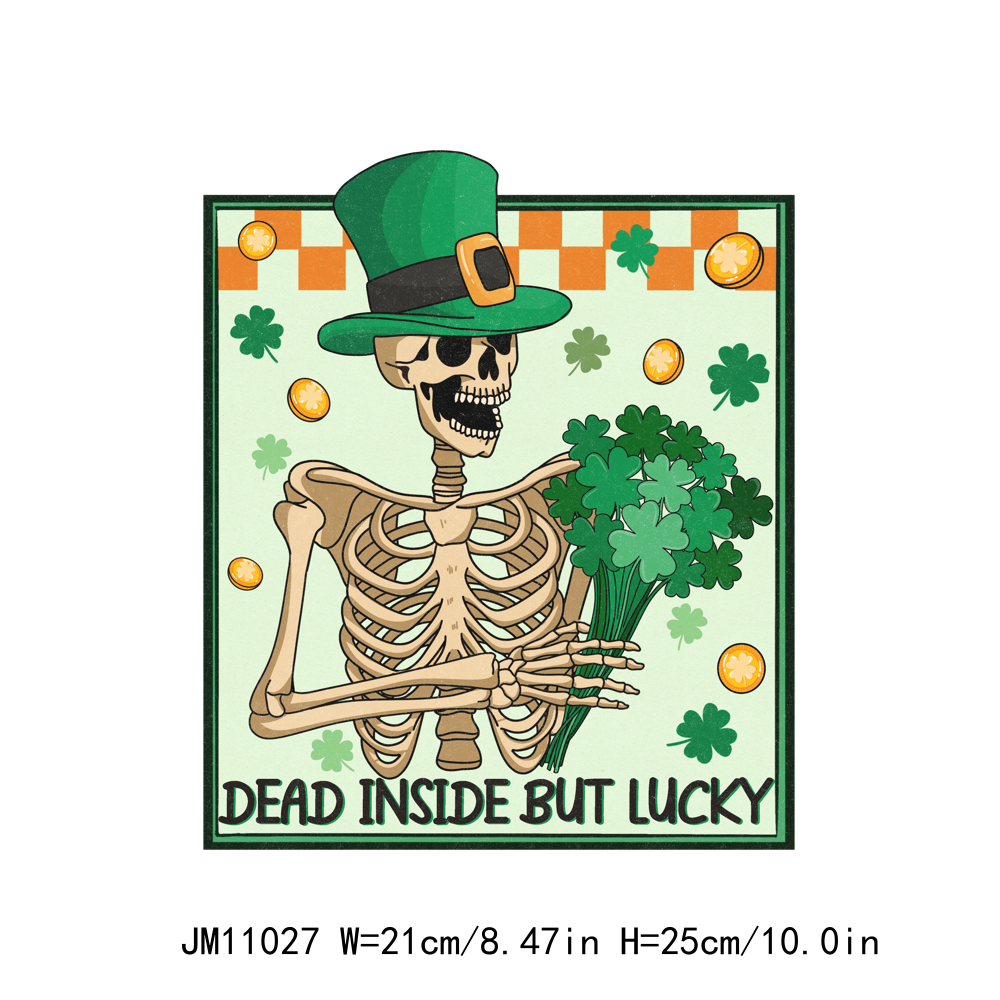 St Patricks Skeleton Lucky Drink Coffee DTF Transfers