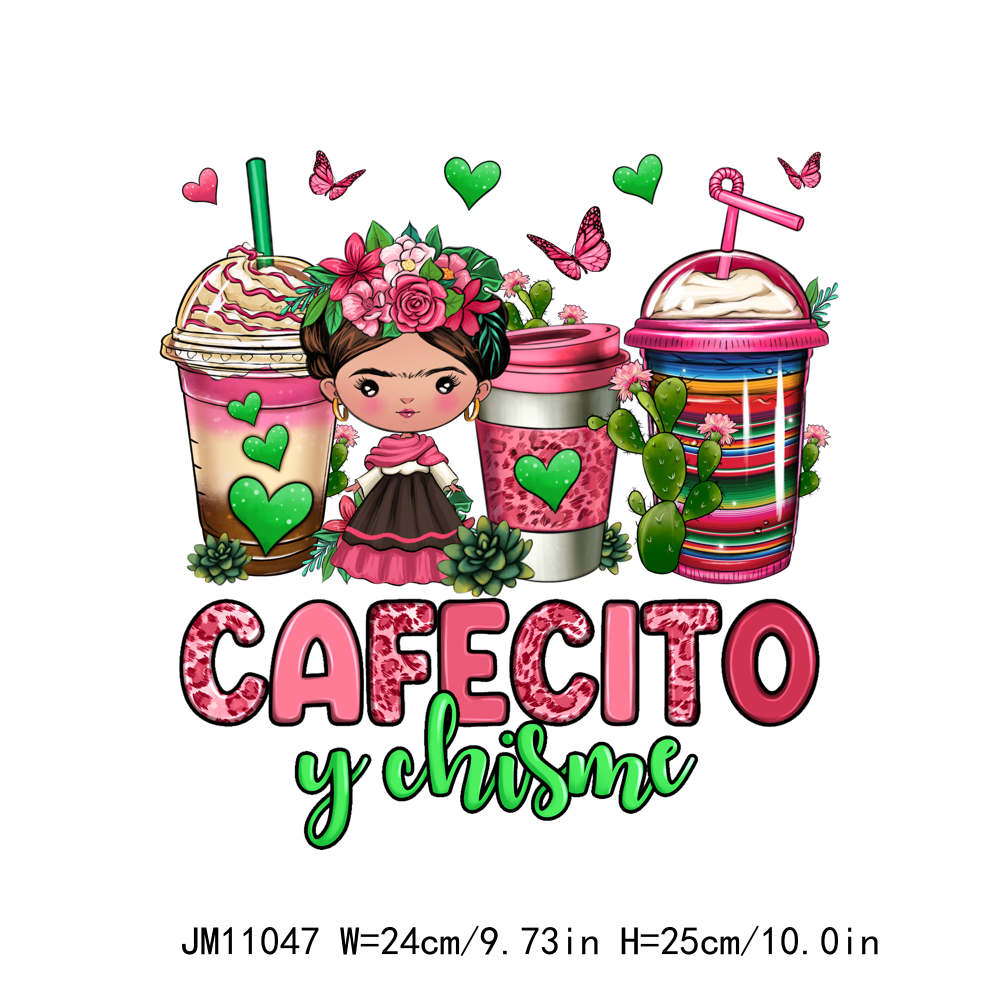 Peace Love Fiesta Cafecito Mexican Coffee Cup DTF Transfers