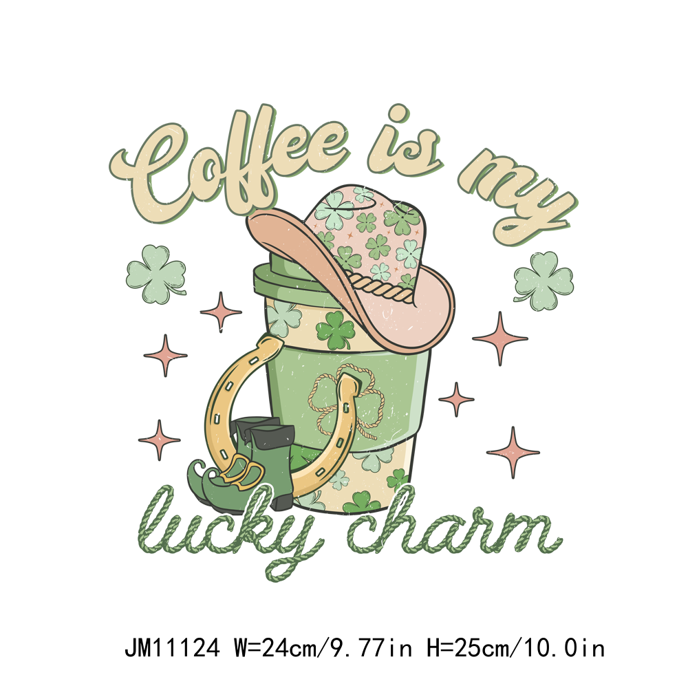 St Patricks Skeleton Lucky Drink Coffee DTF Transfers