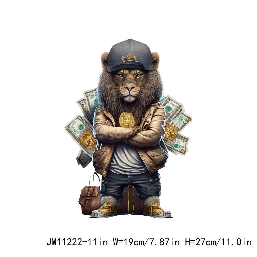 Hip Hop Hustle Hard Cartoon Animal With Money DTF Transfers