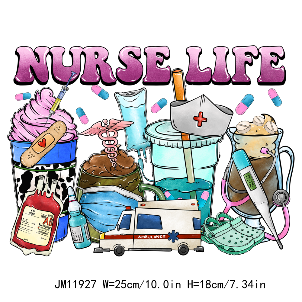 Summer Vibe Nurse Coffee Cup DTF Transfers