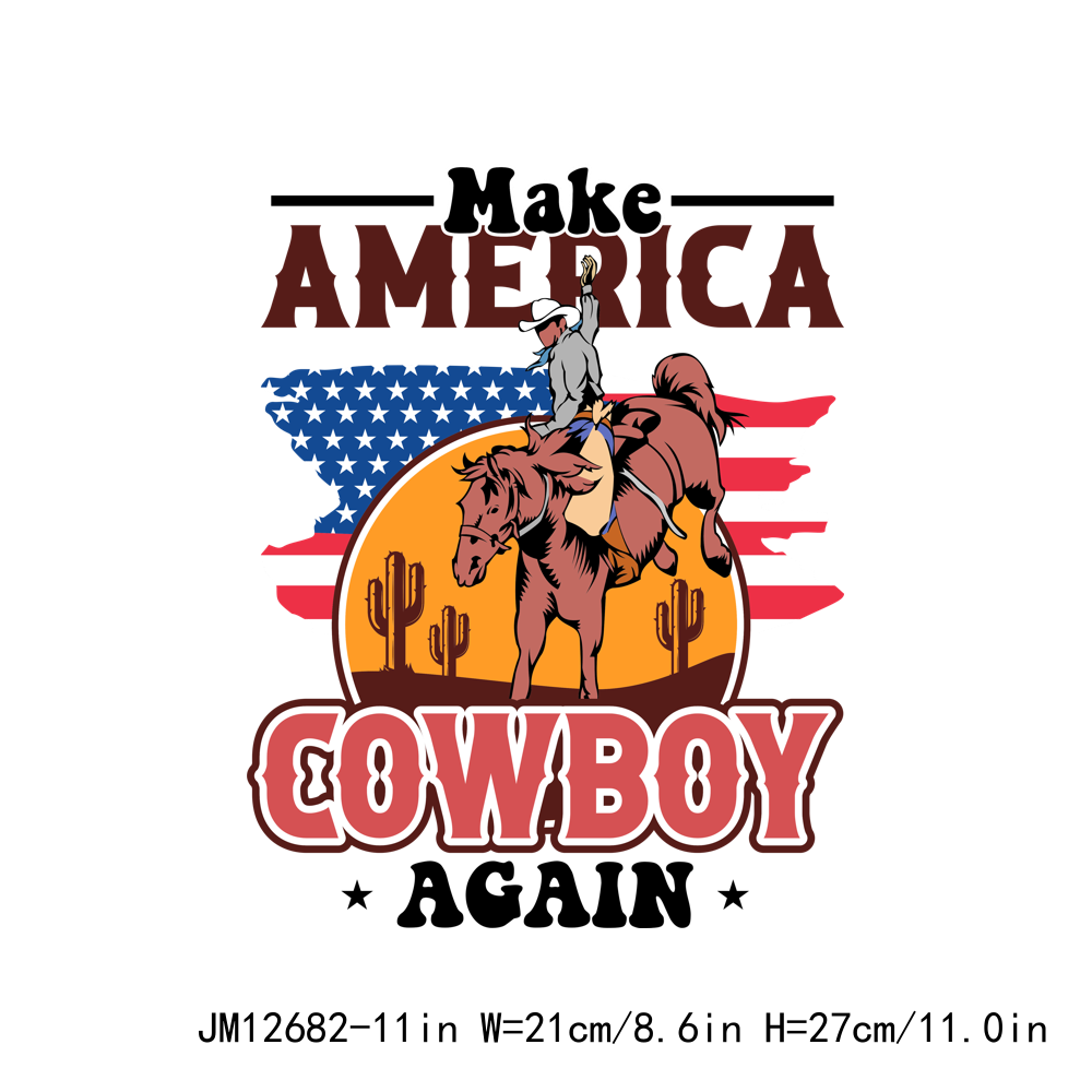 Western 4th of July Howdy American Cowboy DTF Transfers