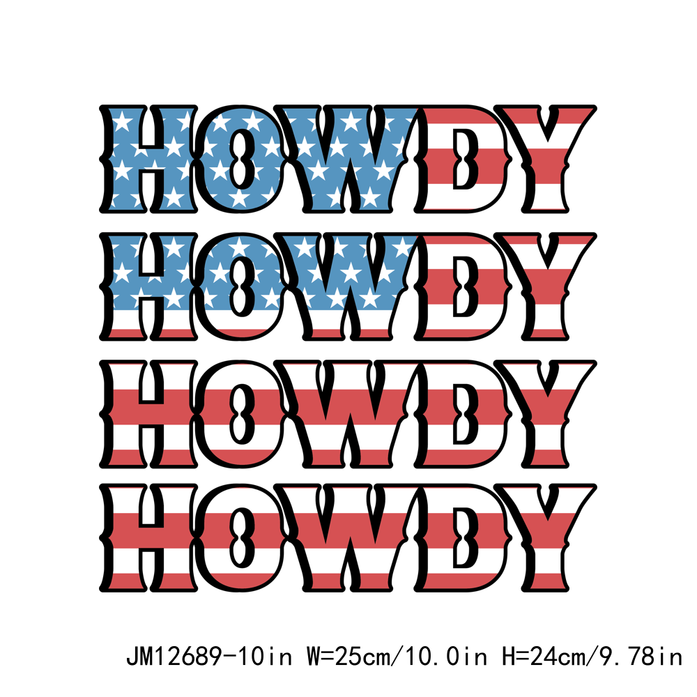 Western 4th of July Howdy American Cowboy DTF Transfers