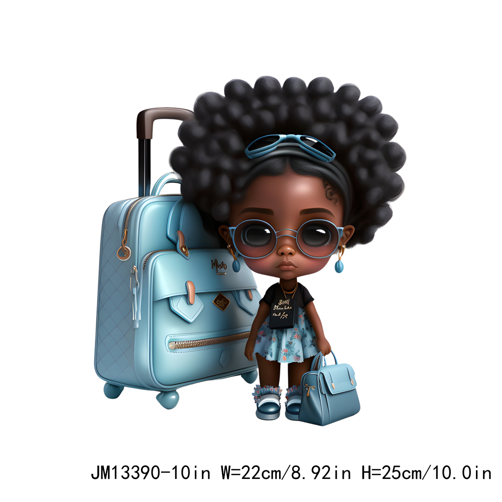 Travel Afro Girl DTF Transfers