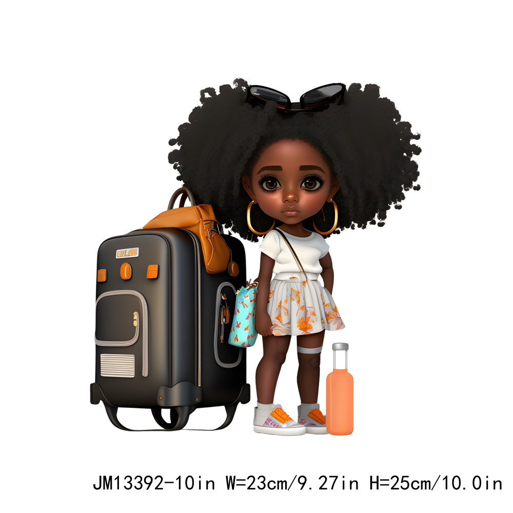 Travel Afro Girl DTF Transfers