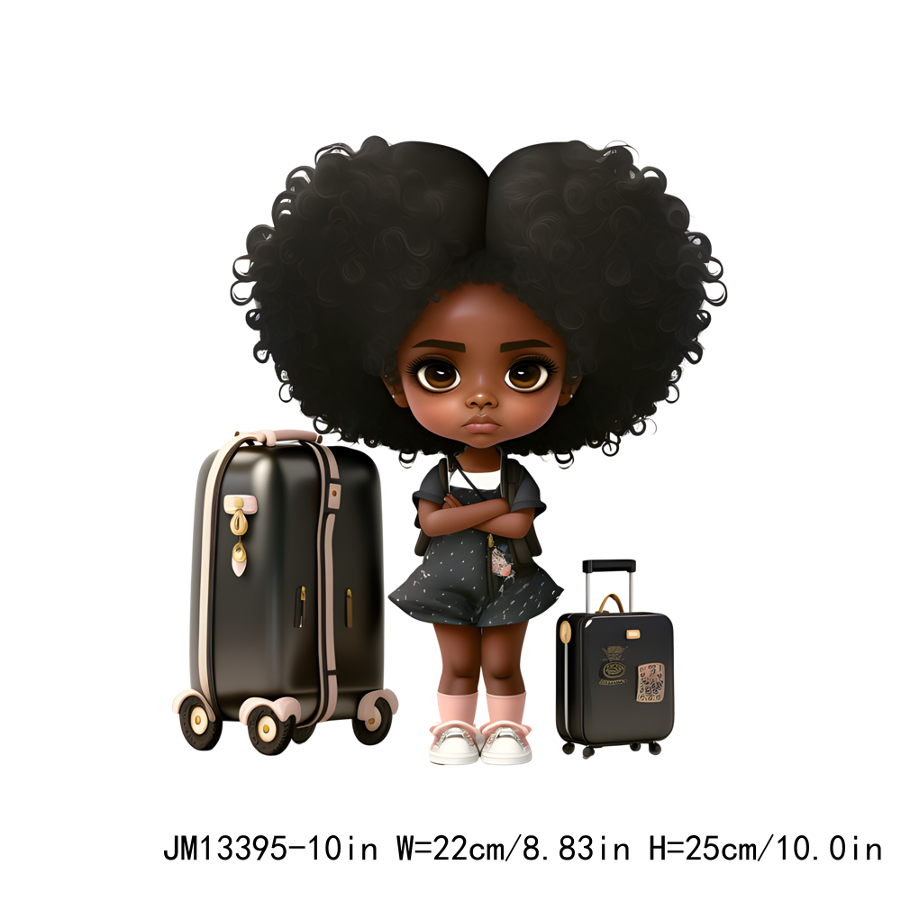 Travel Afro Girl DTF Transfers