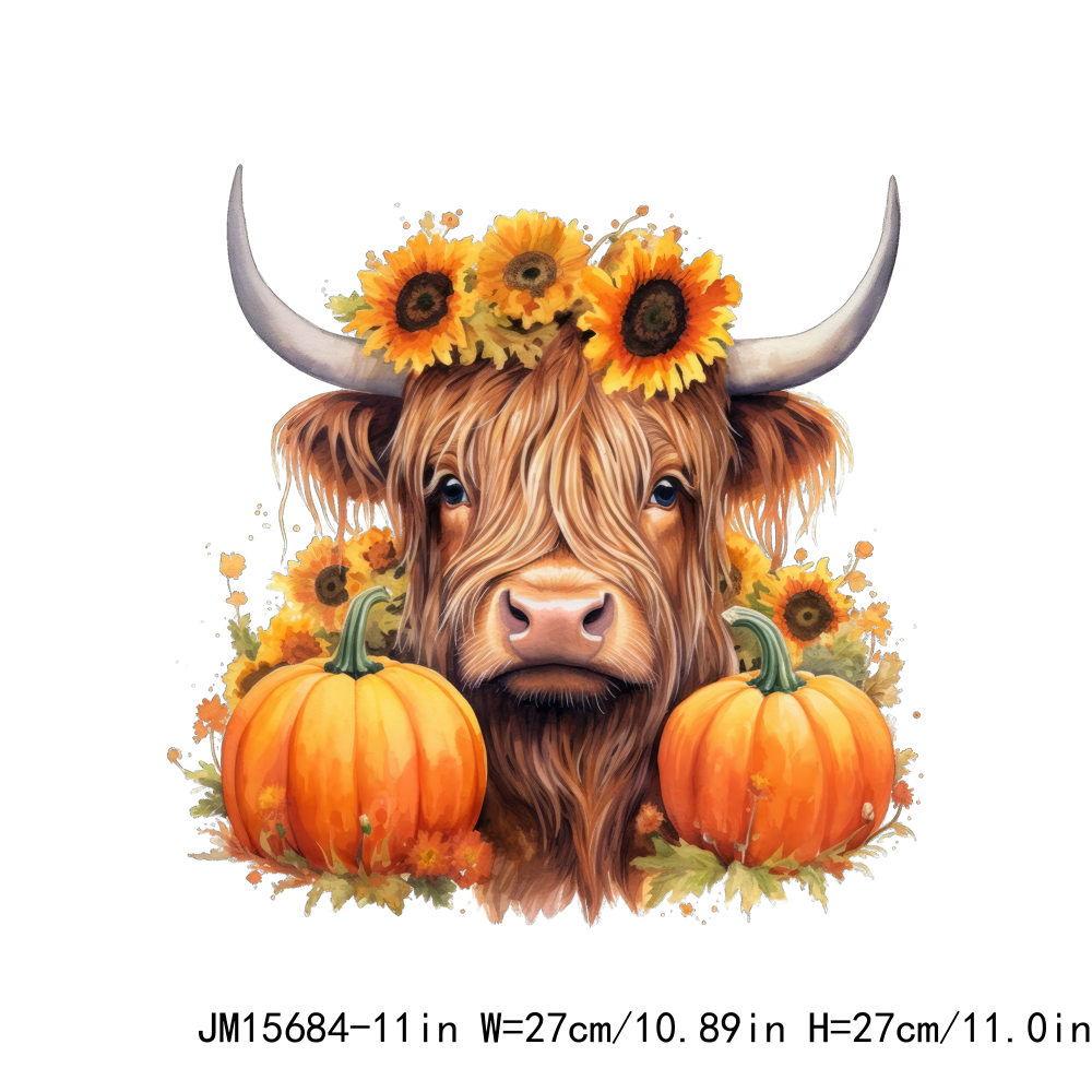 Autumn Howdy Fall Highland Cow Thanksgiving DTF Transfers