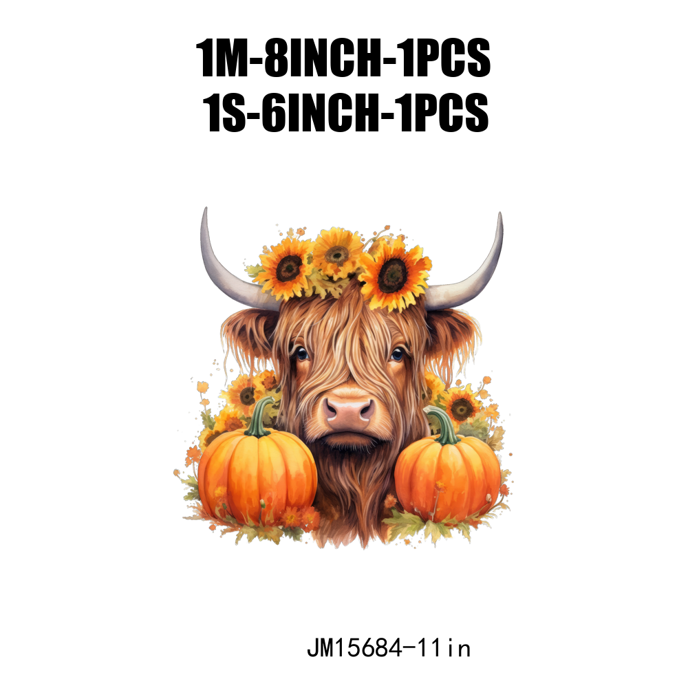 Autumn Howdy Fall Highland Cow Thanksgiving DTF Transfers