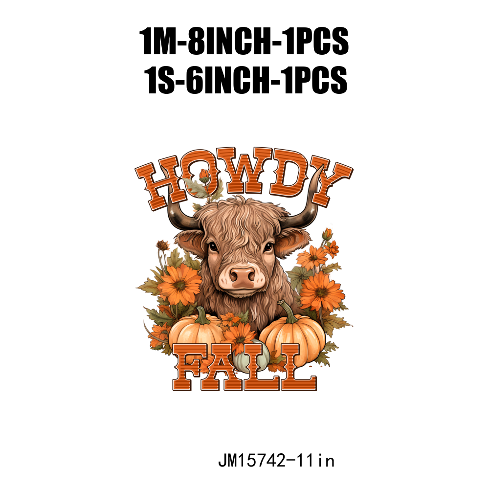 Autumn Howdy Fall Highland Cow Thanksgiving DTF Transfers