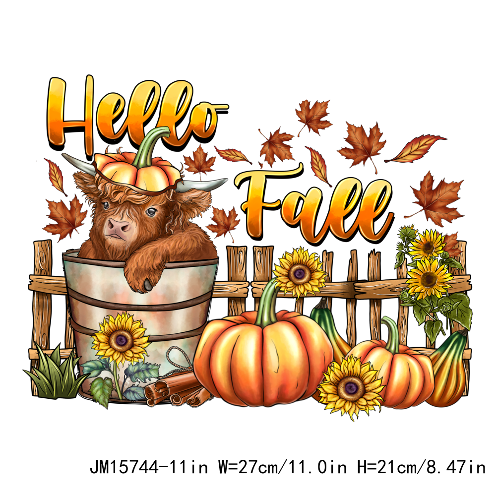 Autumn Howdy Fall Highland Cow Thanksgiving DTF Transfers