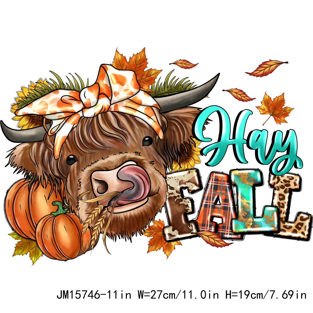 Autumn Howdy Fall Highland Cow Thanksgiving DTF Transfers