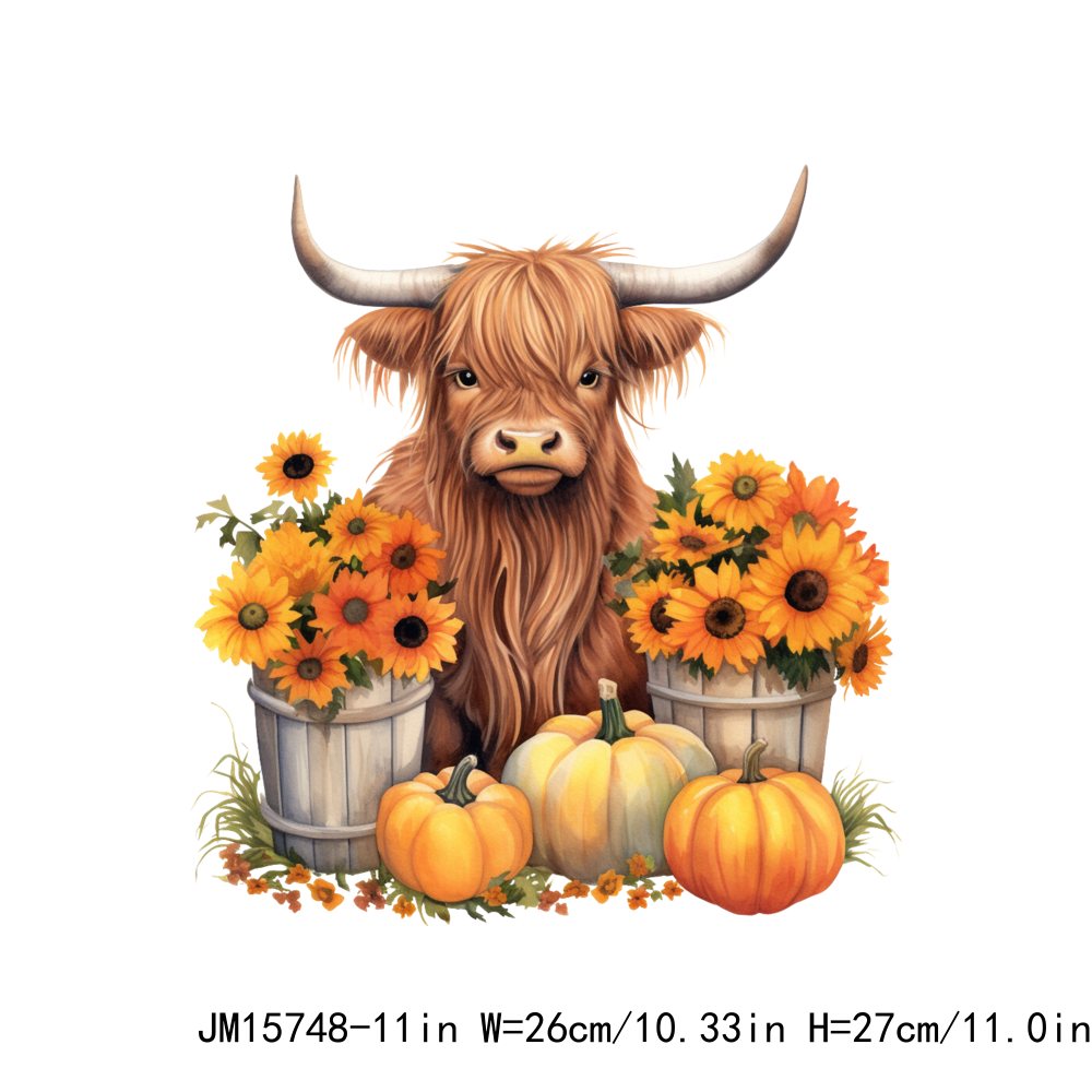 Autumn Howdy Fall Highland Cow Thanksgiving DTF Transfers