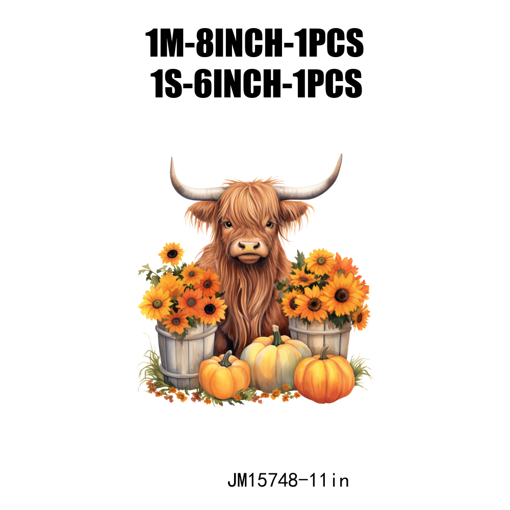 Autumn Howdy Fall Highland Cow Thanksgiving DTF Transfers