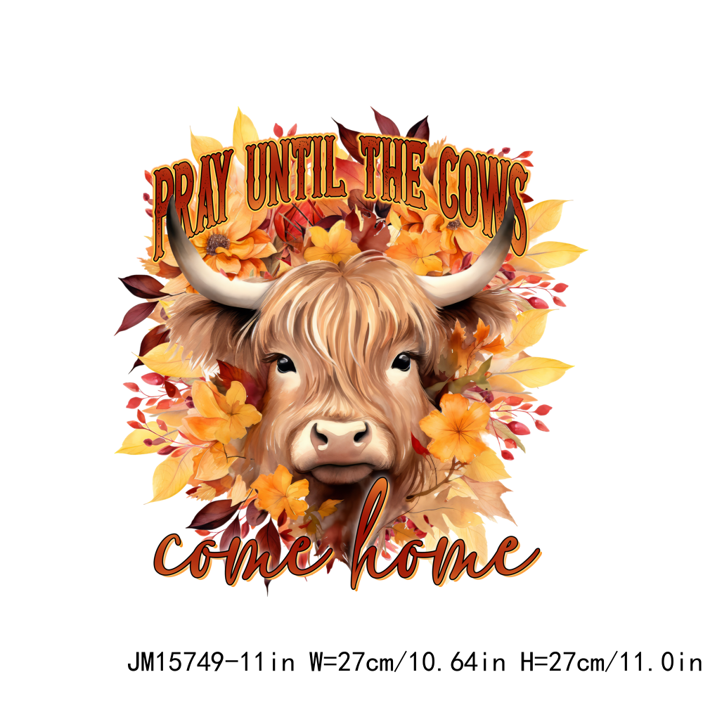 Autumn Howdy Fall Highland Cow Thanksgiving DTF Transfers