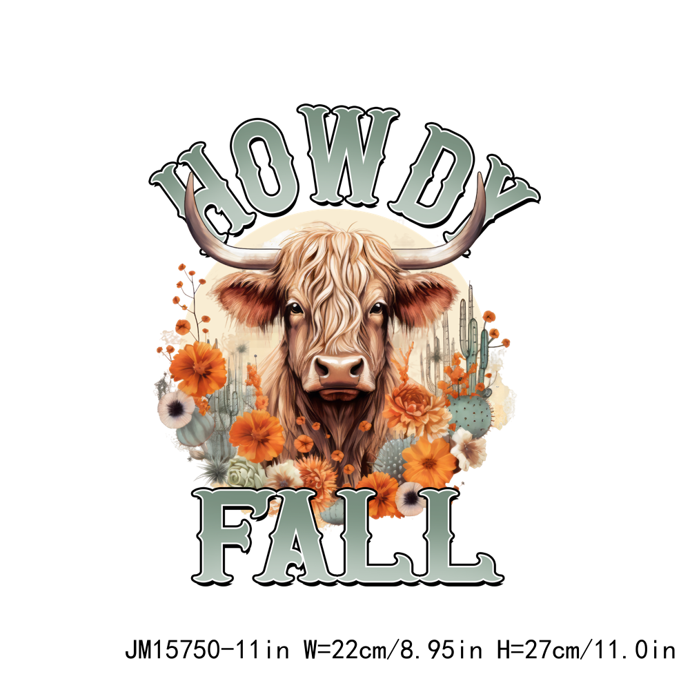 Autumn Howdy Fall Highland Cow Thanksgiving DTF Transfers