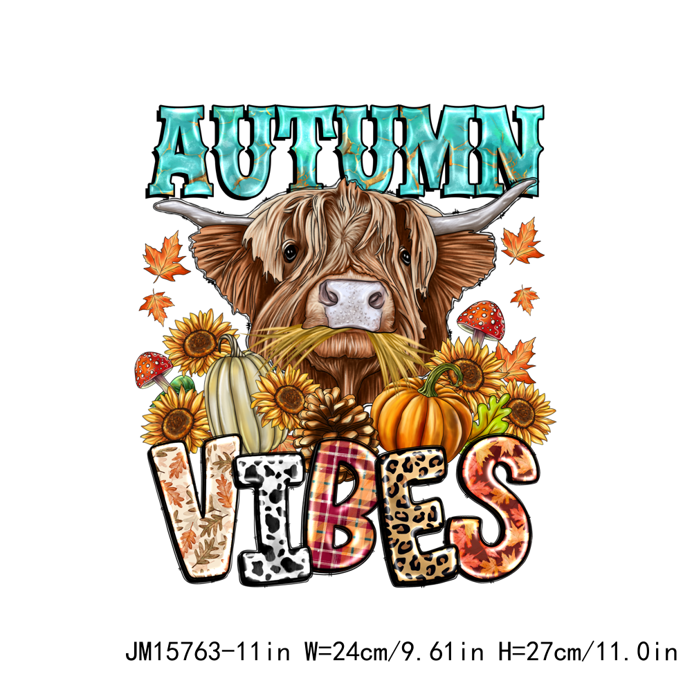 Autumn Howdy Fall Highland Cow Thanksgiving DTF Transfers