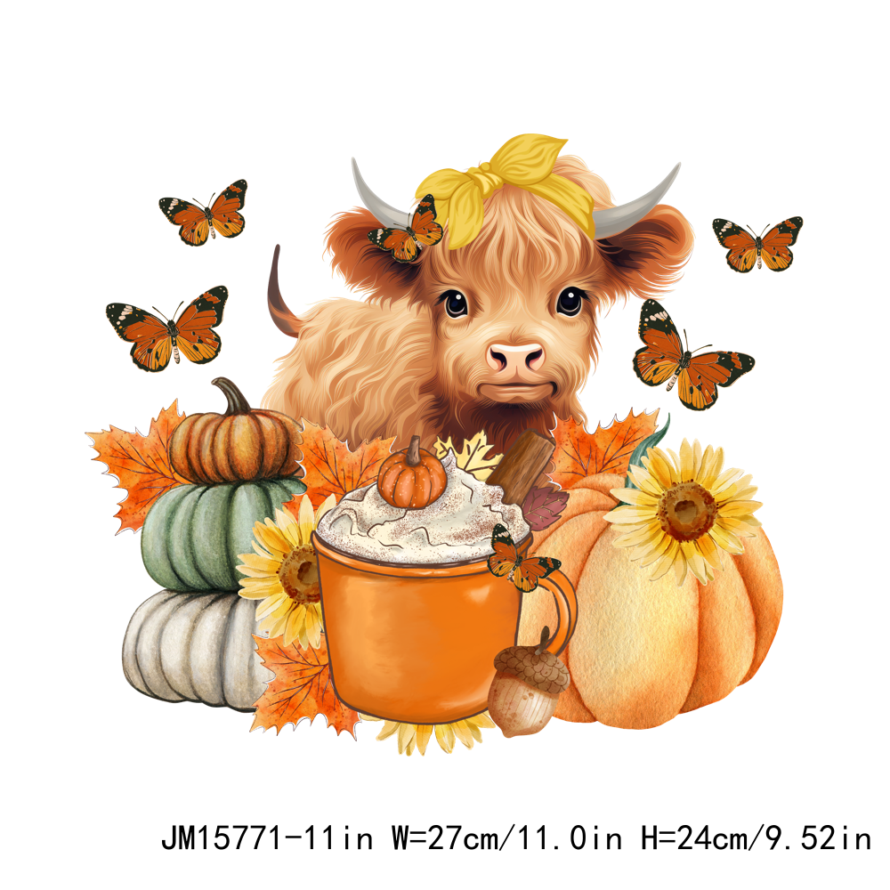 Autumn Howdy Fall Highland Cow Thanksgiving DTF Transfers