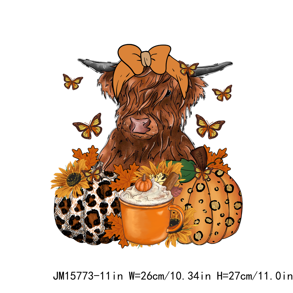 Autumn Howdy Fall Highland Cow Thanksgiving DTF Transfers