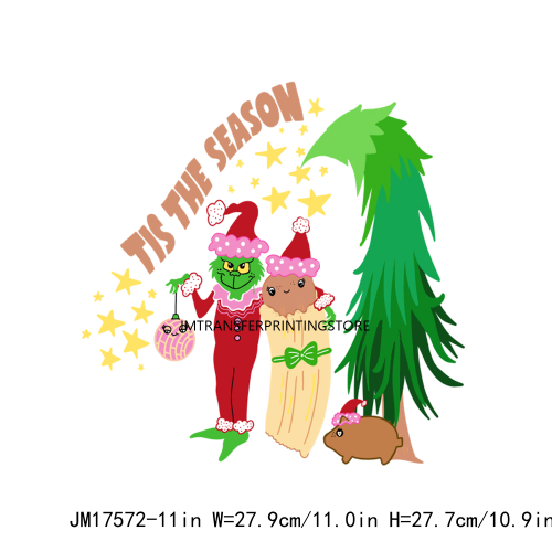 Cute Bougie Baby Animal Christmas Tis THe Season Iron On DTF Washable Heat Transfer Stickers Ready To Press For Clothing